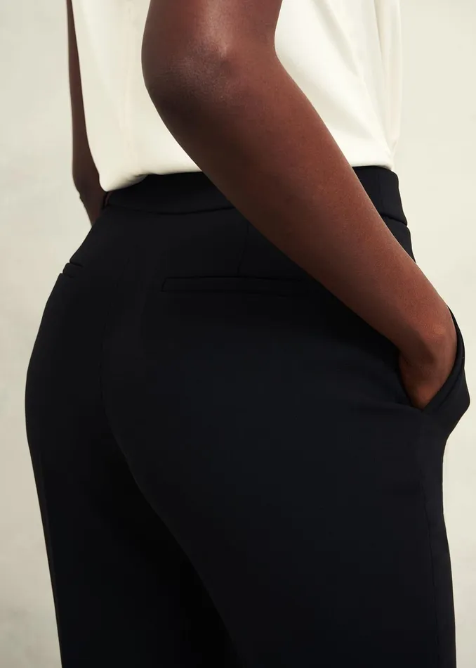 Women Petite Maya Straight Trousers Black Hobbs Trousers