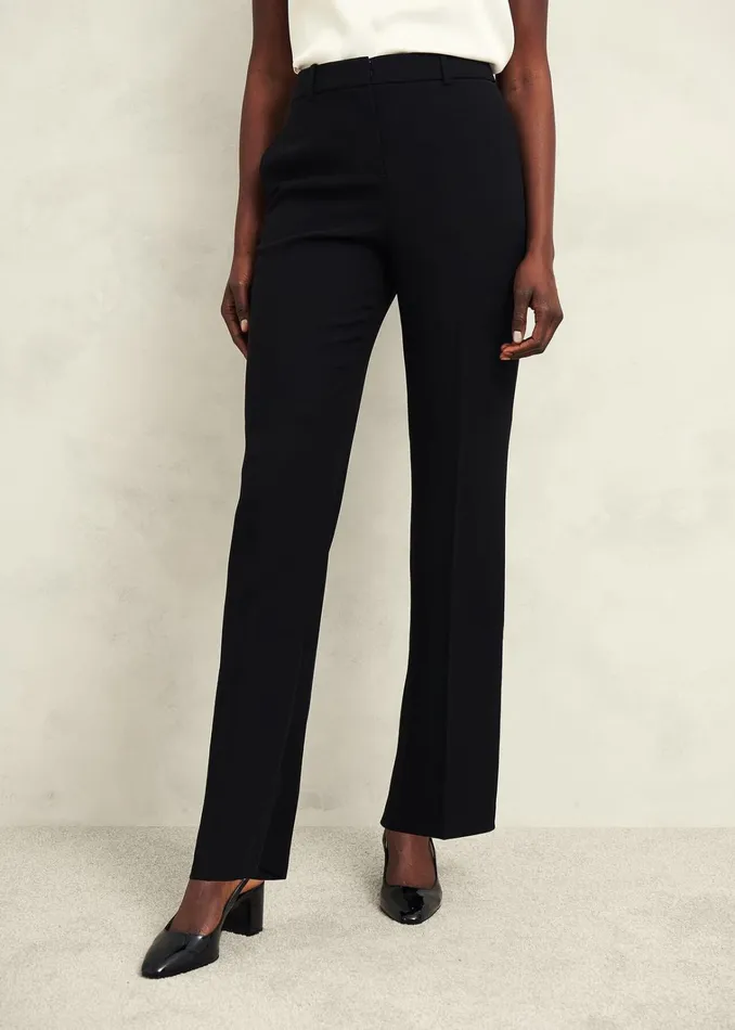 Women Petite Maya Straight Trousers Black Hobbs Trousers
