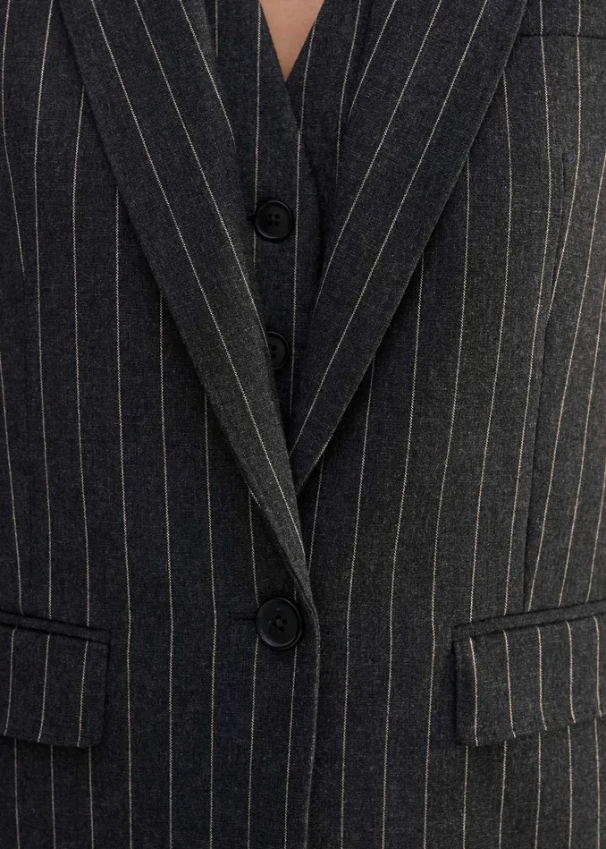 Women Pinstripe Tomboy Blazer Camelcharcoal MEEM