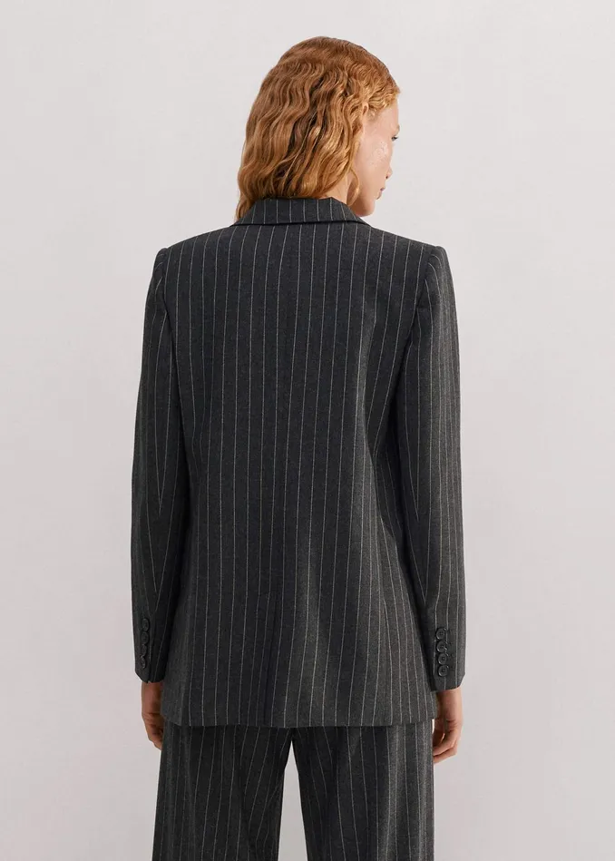 Women Pinstripe Tomboy Blazer Camelcharcoal MEEM