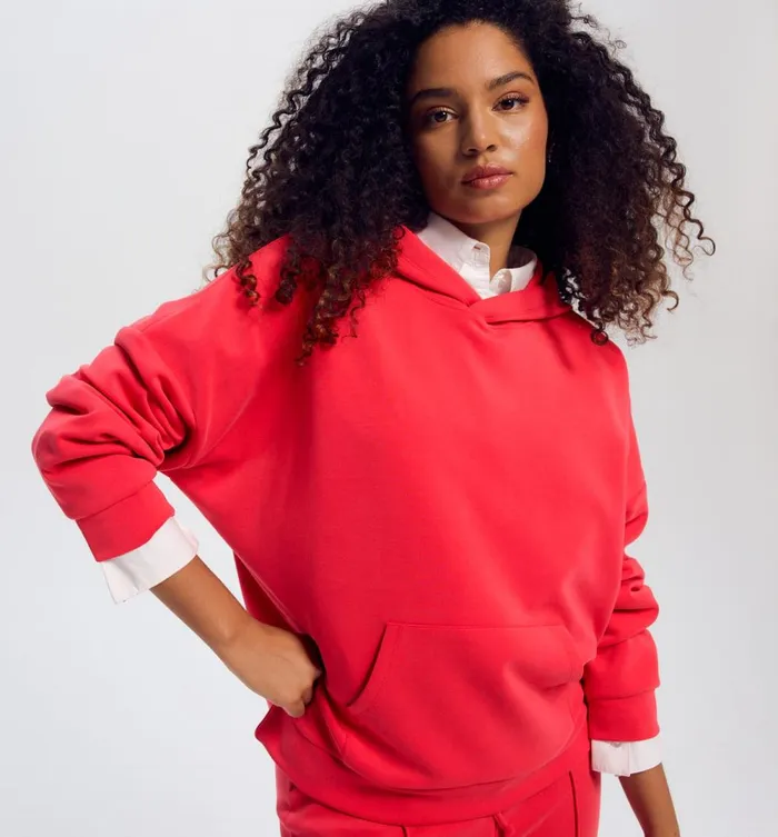 Women Plain Hoodie 8211 Cherry Red Promod Jumpers And Cardigans