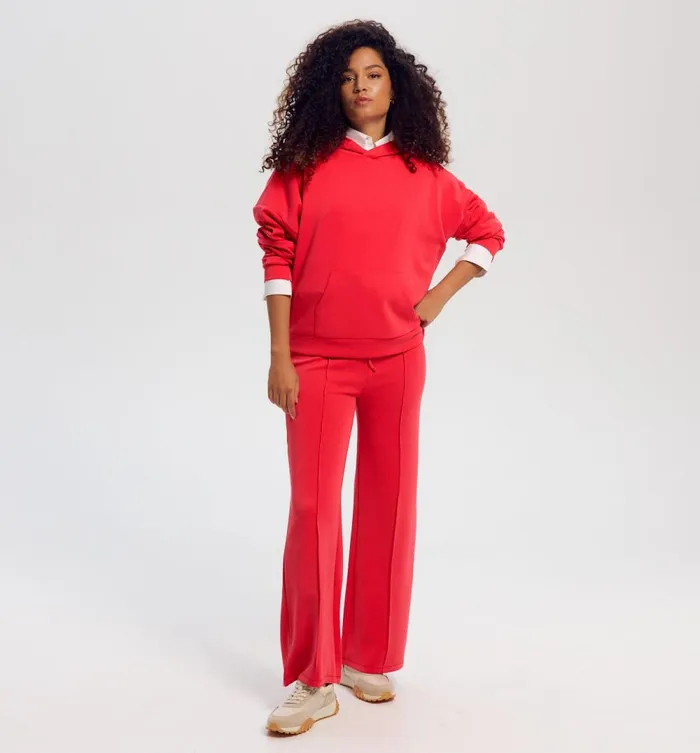 Women Plain Hoodie 8211 Cherry Red Promod Jumpers And Cardigans Women Plain Hoodie 8211 Cherry Red Promod Jumpers And Cardigans