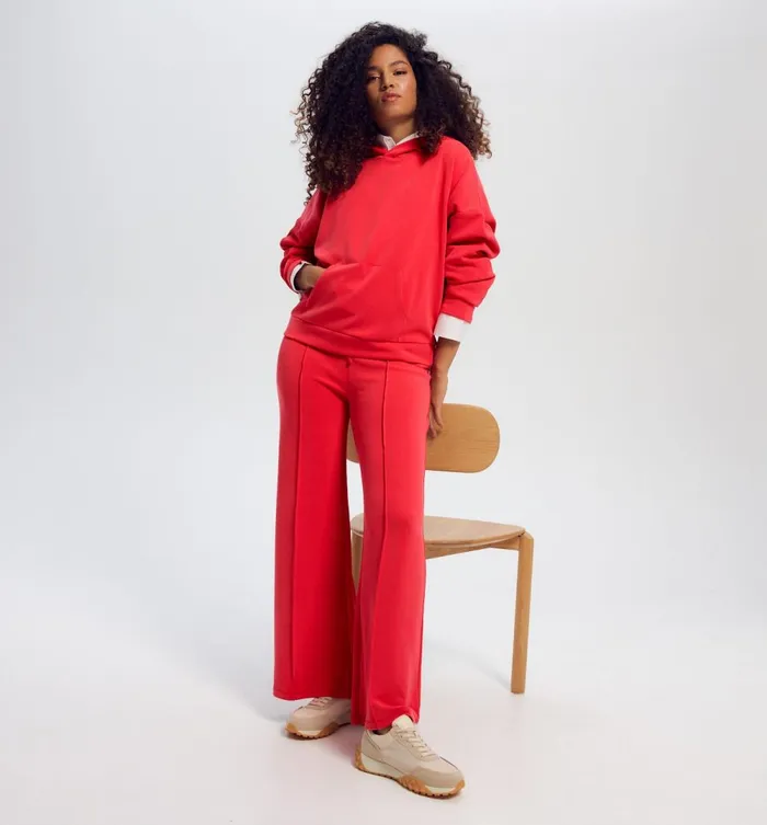 Women Plain Hoodie 8211 Cherry Red Promod Jumpers And Cardigans Women Plain Hoodie 8211 Cherry Red Promod Jumpers And Cardigans