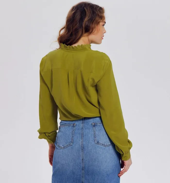 Women Plain Pure Silk Shirt 8211 Ochre Promod Shirts And Tunics Women Plain Pure Silk Shirt 8211 Ochre Promod Shirts And Tunics
