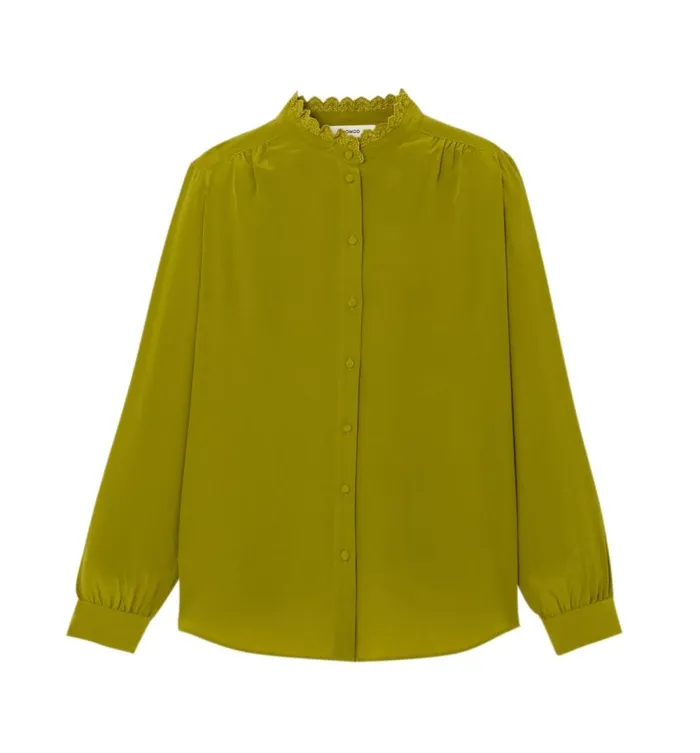 Women Plain Pure Silk Shirt 8211 Ochre Promod Shirts And Tunics Women Plain Pure Silk Shirt 8211 Ochre Promod Shirts And Tunics