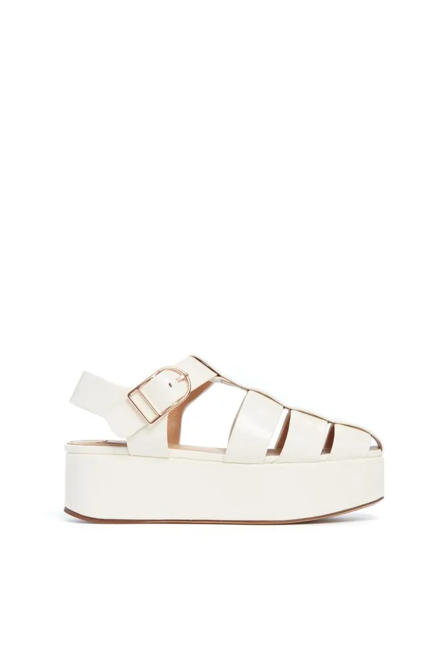 Women Platforms Gabriela Hearst Mila Plateau Sandal In Cream Leather