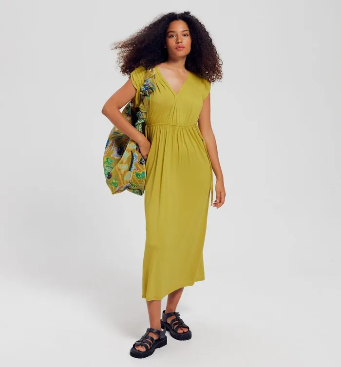 Women Pleated Dress 8211 Anise Green Promod Dresses Women Pleated Dress 8211 Anise Green Promod Dresses