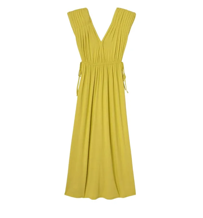 Women Pleated Dress 8211 Anise Green Promod Dresses Women Pleated Dress 8211 Anise Green Promod Dresses