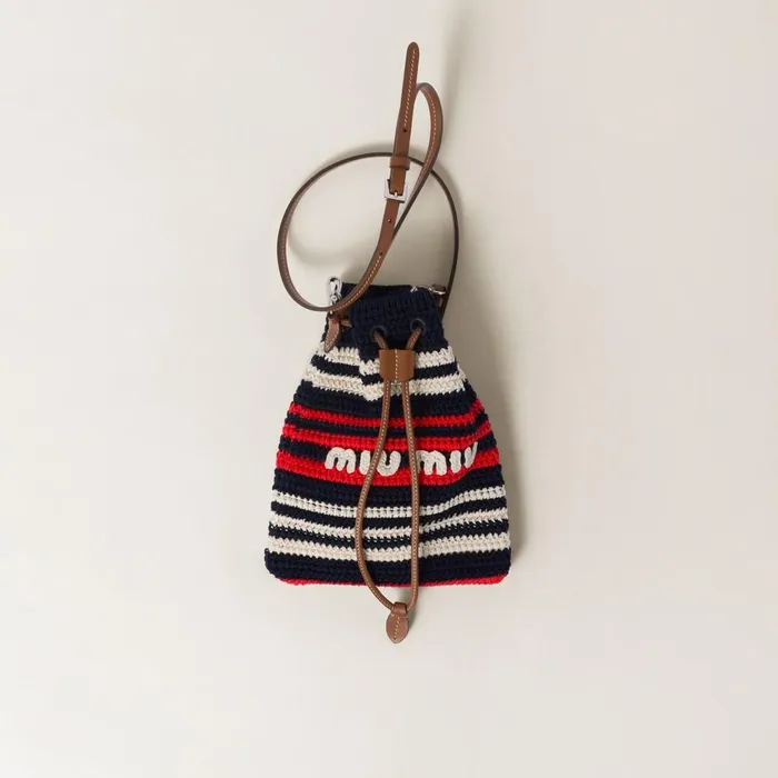 Women Pouches Miu Miu Crochet Minibag Blueredwhite