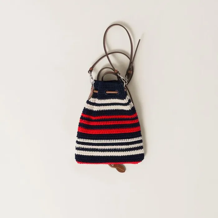 Women Pouches Miu Miu Crochet Minibag Blueredwhite Women Pouches Miu Miu Crochet Minibag Blueredwhite