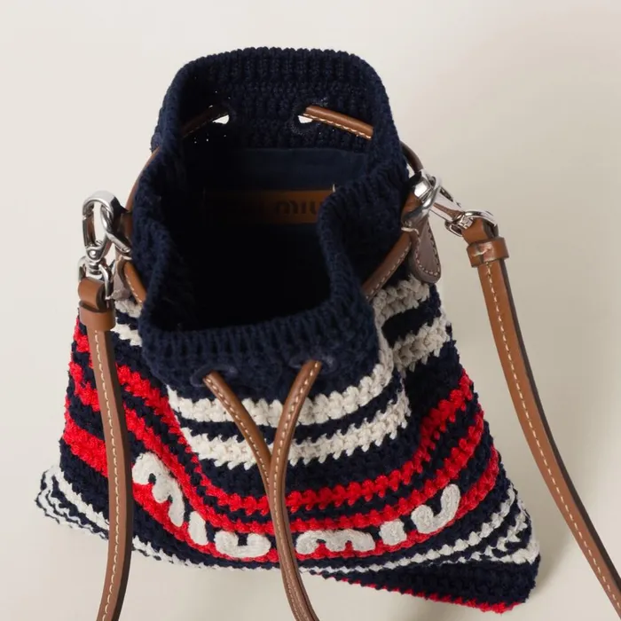 Women Pouches Miu Miu Crochet Minibag Blueredwhite Women Pouches Miu Miu Crochet Minibag Blueredwhite