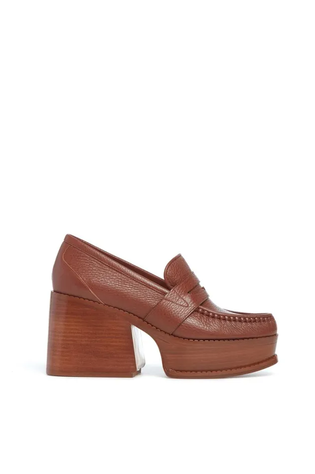 Women Pumps Gabriela Hearst Augusta Platform Loafer In Cognac Leather