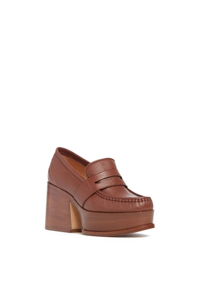 Women Pumps Gabriela Hearst Augusta Platform Loafer In Cognac Leather