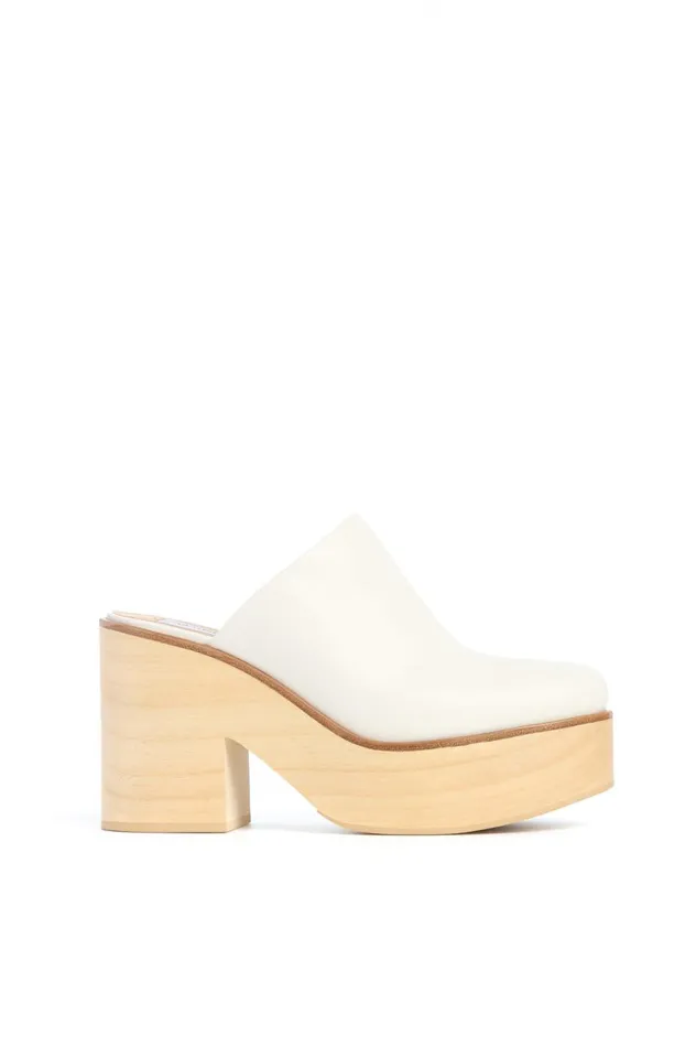 Women Pumps Gabriela Hearst Blake Platform Mule In Ivory Leather