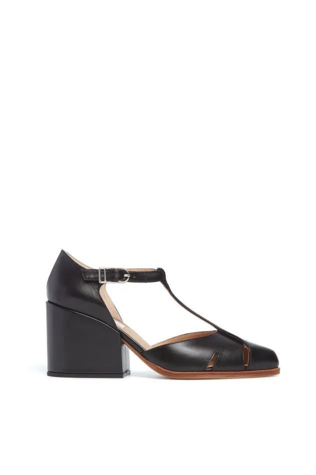Women Pumps Gabriela Hearst Hawes TStrap Heel In Black Leather