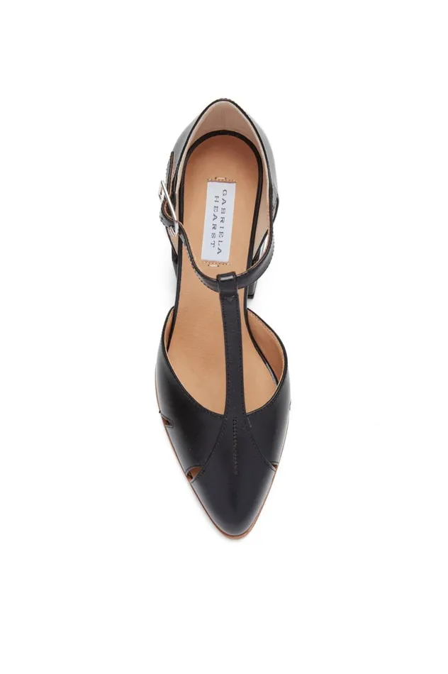 Women Pumps Gabriela Hearst Hawes TStrap Heel In Black Leather