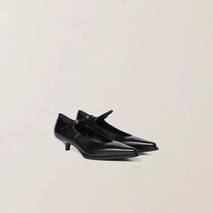 Women Pumps Miu Miu Brushed Leather Pumps Black