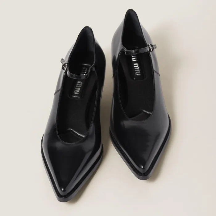 Women Pumps Miu Miu Brushed Leather Pumps Black Women Pumps Miu Miu Brushed Leather Pumps Black