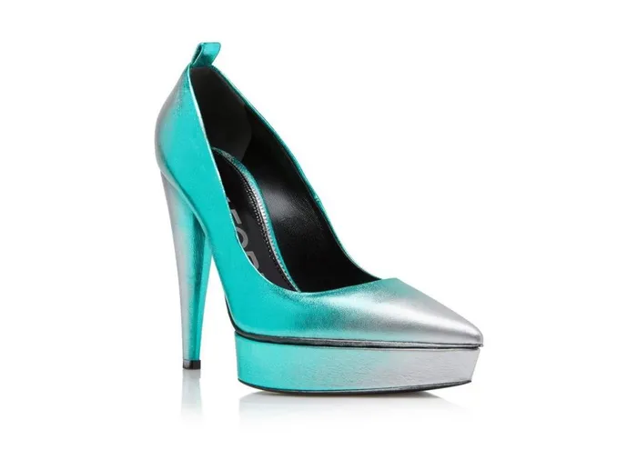 Women Pumps Tom Ford Laminated Leather Pump Lagoon Silver Women Pumps Tom Ford Laminated Leather Pump Lagoon Silver