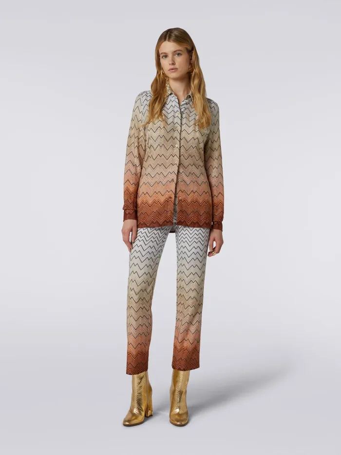 Women Raschel Knit Zigzag Viscose Shirt With Lurex White Missoni Blouses and Shirts Women Raschel Knit Zigzag Viscose Shirt With Lurex White Missoni Blouses and Shirts