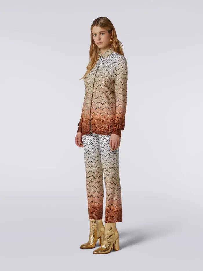 Women Raschel Knit Zigzag Viscose Shirt With Lurex White Missoni Blouses and Shirts Women Raschel Knit Zigzag Viscose Shirt With Lurex White Missoni Blouses and Shirts