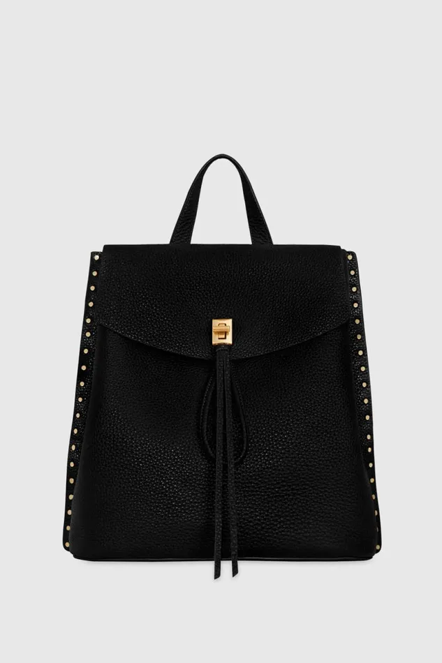 Women Rebecca Minkoff Backpacks Darren Signature Backpack Blackantique Brass