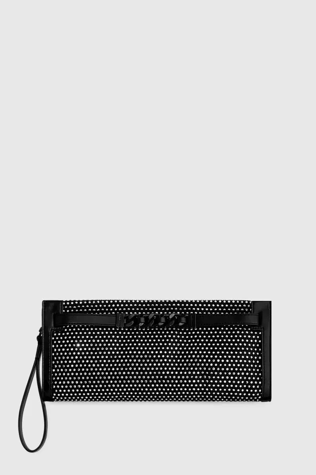 Women Rebecca Minkoff Clutches Curb Link Clutch With Crystals Black