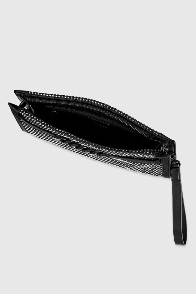 Women Rebecca Minkoff Clutches Curb Link Clutch With Crystals Black Women Rebecca Minkoff Clutches Curb Link Clutch With Crystals Black