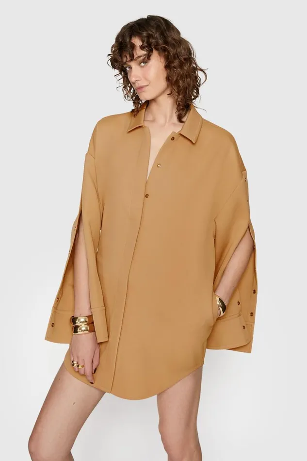 Women Rebecca Minkoff Outerwear Kennedy Shacket Camel Women Rebecca Minkoff Outerwear Kennedy Shacket Camel