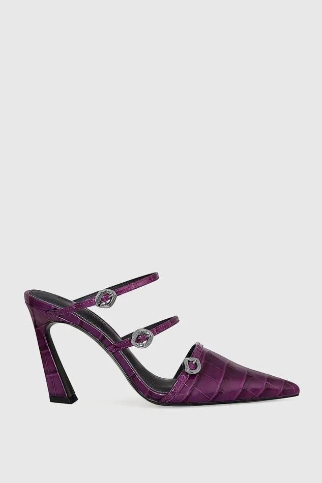 Women Rebecca Minkoff Shoes Buckle Heeled Mule Berry