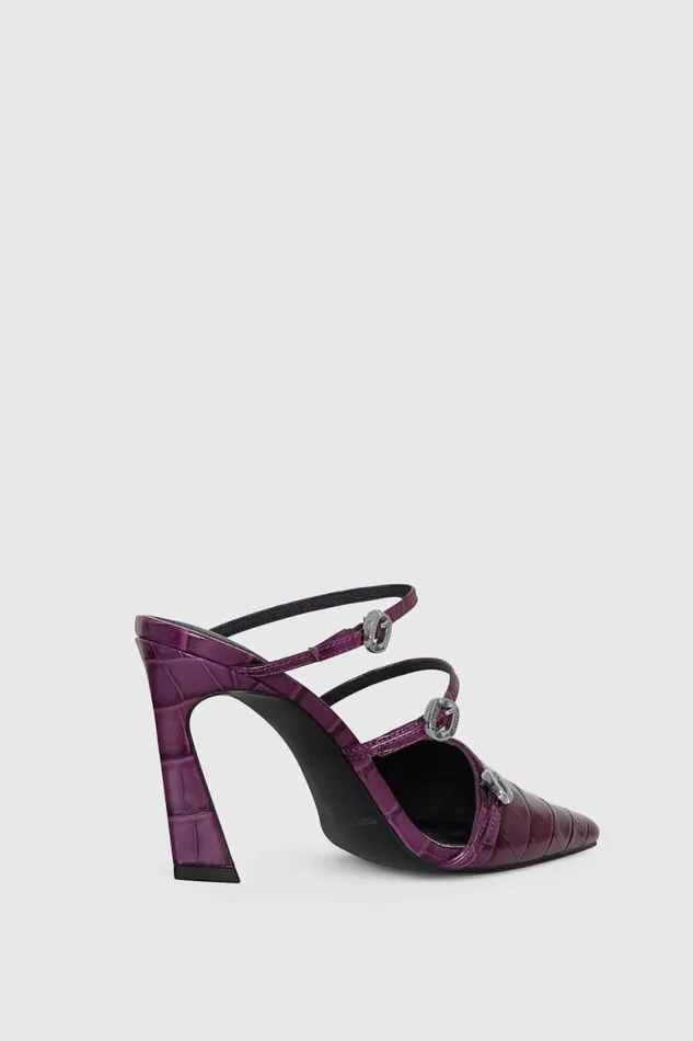 Women Rebecca Minkoff Shoes Buckle Heeled Mule Berry Women Rebecca Minkoff Shoes Buckle Heeled Mule Berry