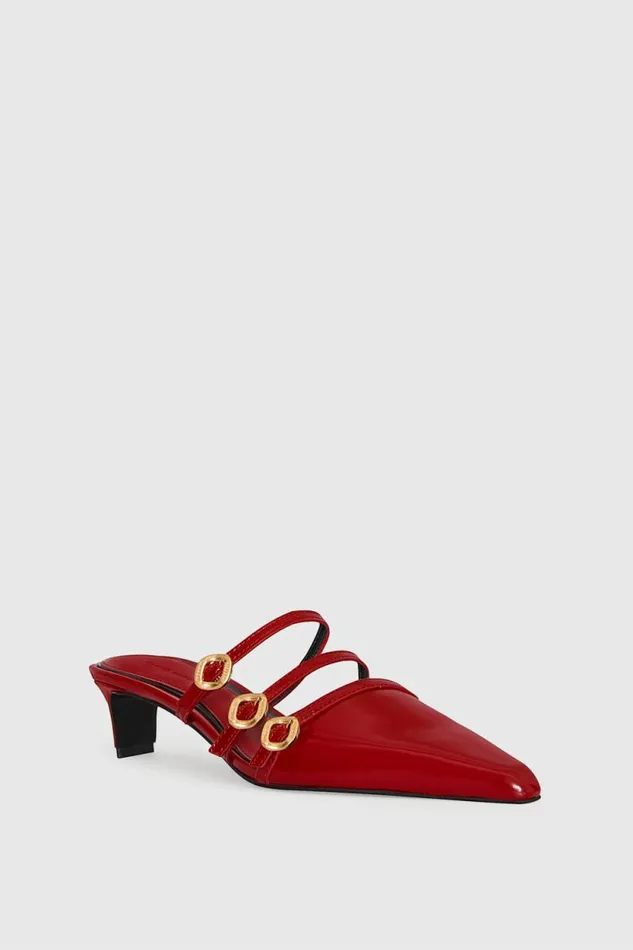 Women Rebecca Minkoff Shoes Buckle Kitten Mule Seduction Red Women Rebecca Minkoff Shoes Buckle Kitten Mule Seduction Red