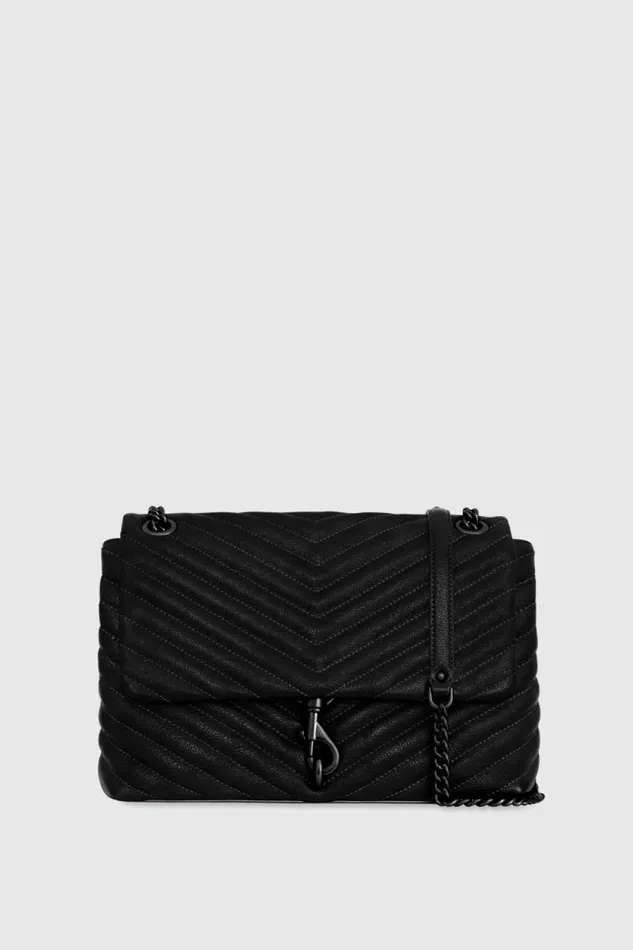 Women Rebecca Minkoff Shoulder Bags Edie Flap Shoulder Bag Blackblack Shellac
