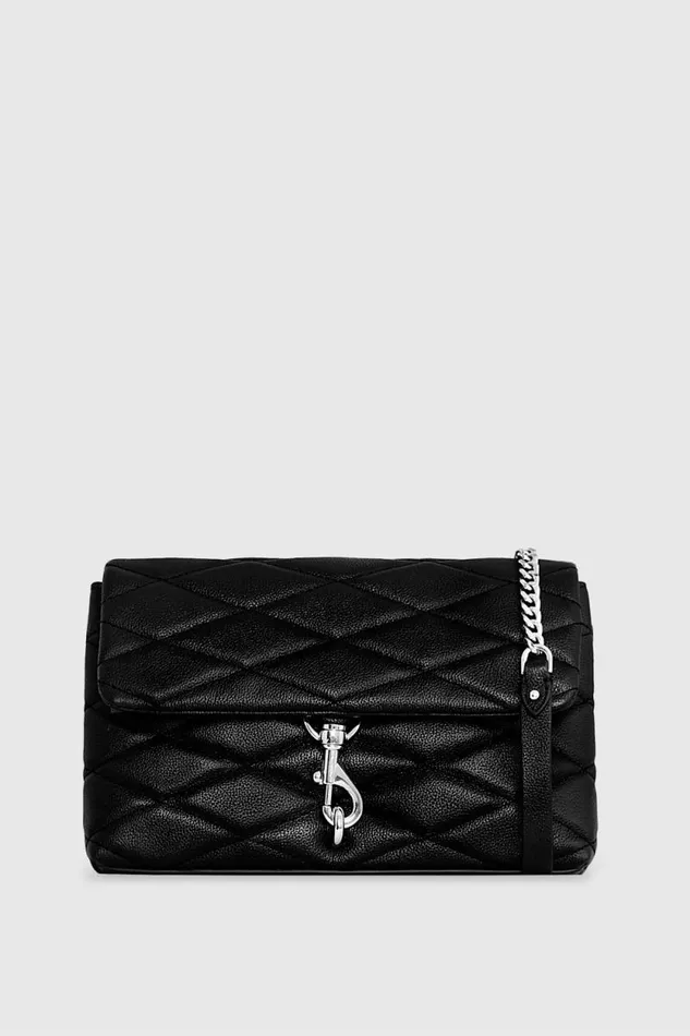 Women Rebecca Minkoff Shoulder Bags Edie Flap Shoulder With Diamond Quilt Black