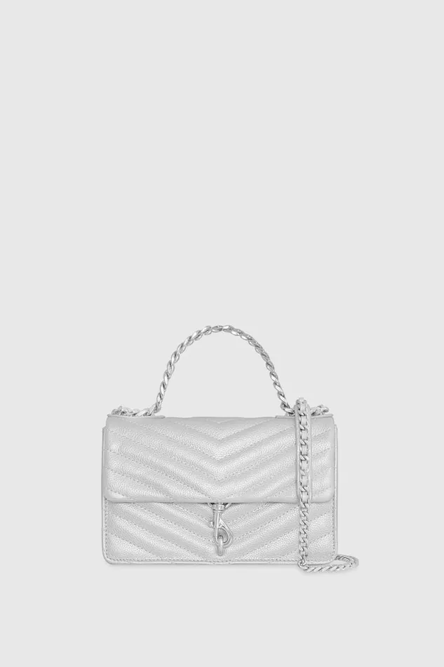 Women Rebecca Minkoff Top Handle Bags Edie Mini Crossbody On A Chain Silver