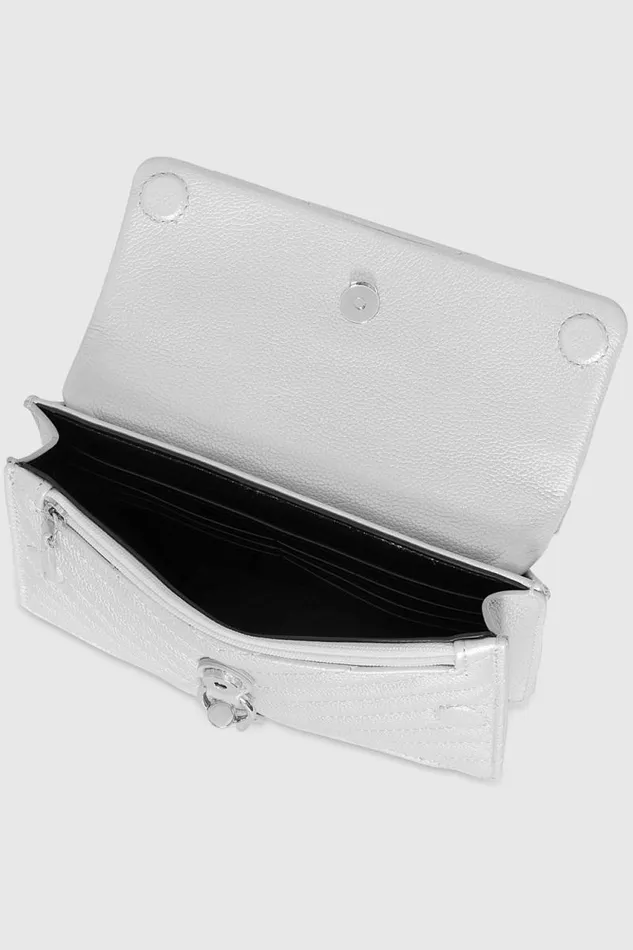 Women Rebecca Minkoff Top Handle Bags Edie Mini Crossbody On A Chain Silver Women Rebecca Minkoff Top Handle Bags Edie Mini Crossbody On A Chain Silver