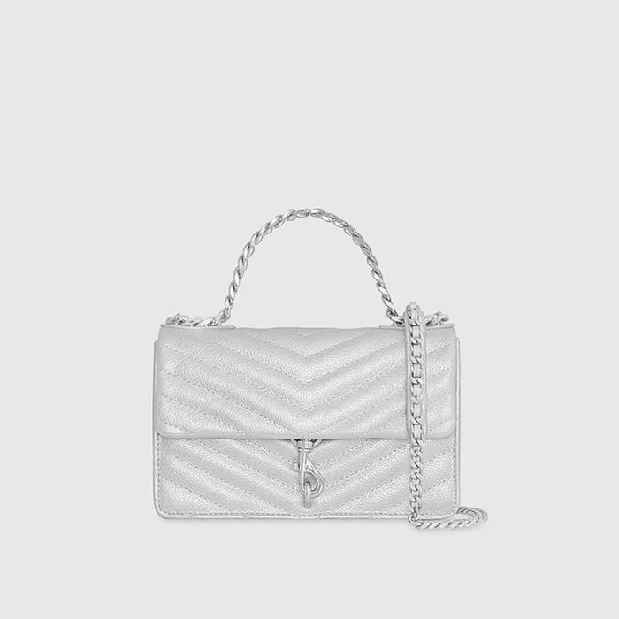 Women Rebecca Minkoff Top Handle Bags Edie Mini Crossbody On A Chain Silver Women Rebecca Minkoff Top Handle Bags Edie Mini Crossbody On A Chain Silver
