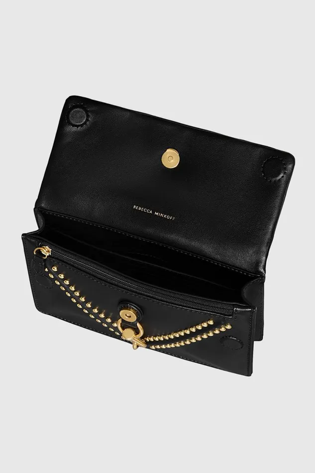 Women Rebecca Minkoff Wallets V Studded Wallet On Chain Black Women Rebecca Minkoff Wallets V Studded Wallet On Chain Black