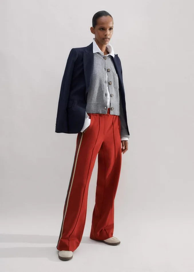 Women RegularLength Convertible Side Stripe Pant Burnt Orangecharcoalcream MEEM