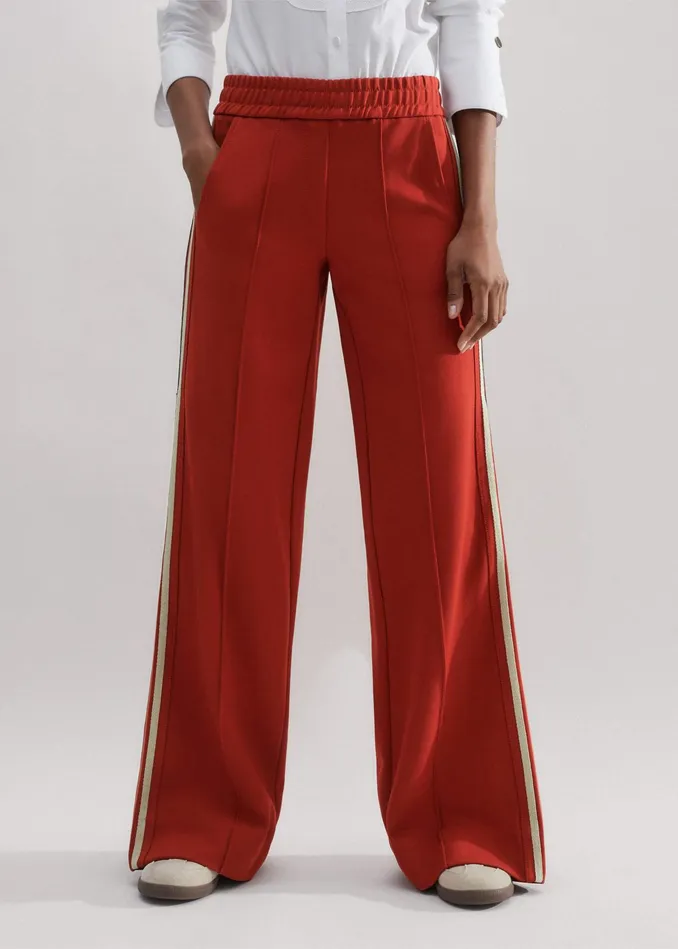 Women RegularLength Convertible Side Stripe Pant Burnt Orangecharcoalcream MEEM
