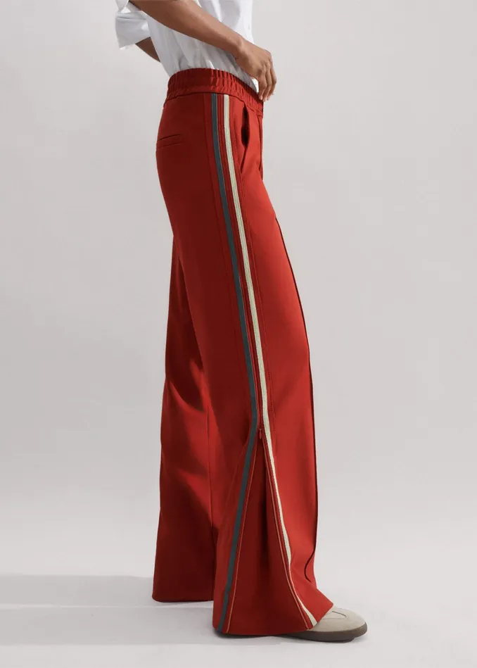 Women RegularLength Convertible Side Stripe Pant Burnt Orangecharcoalcream MEEM