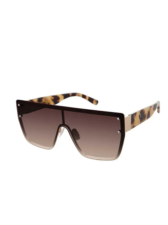 Women Retro 80039s Sunglasses In Gold and Oatmeal Jessica Simpson Sunglasses