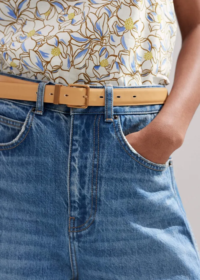 Women Reversible Belt Chalk Crocpale Ochre MEEM
