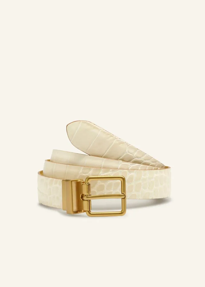 Women Reversible Belt Chalk Crocpale Ochre MEEM