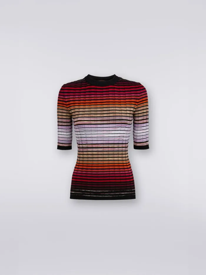 Women Ribbed Cotton And Viscose Pullover Multicoloured Missoni Tshirts And Tops