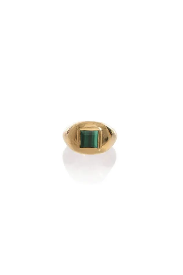Women Rings Gabriela Hearst Medium Ring In 18K Gold and Malachite Stone