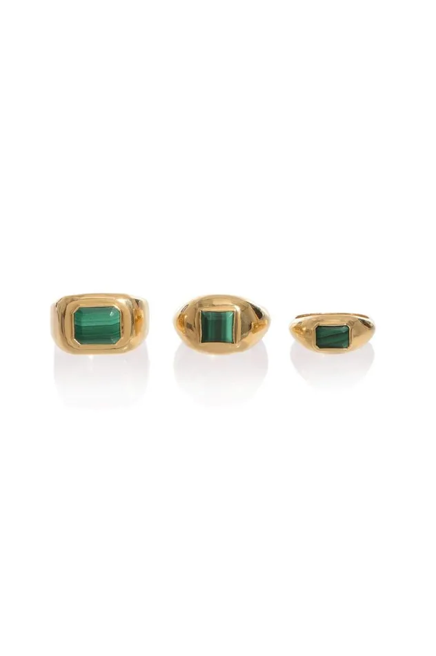 Women Rings Gabriela Hearst Medium Ring In 18K Gold and Malachite Stone