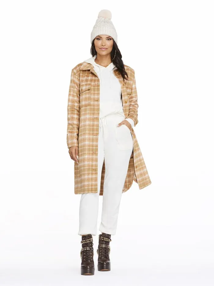 Women Romi Shacket In Shadow Plaid Jessica Simpson Jackets Blazers and Kimonos
