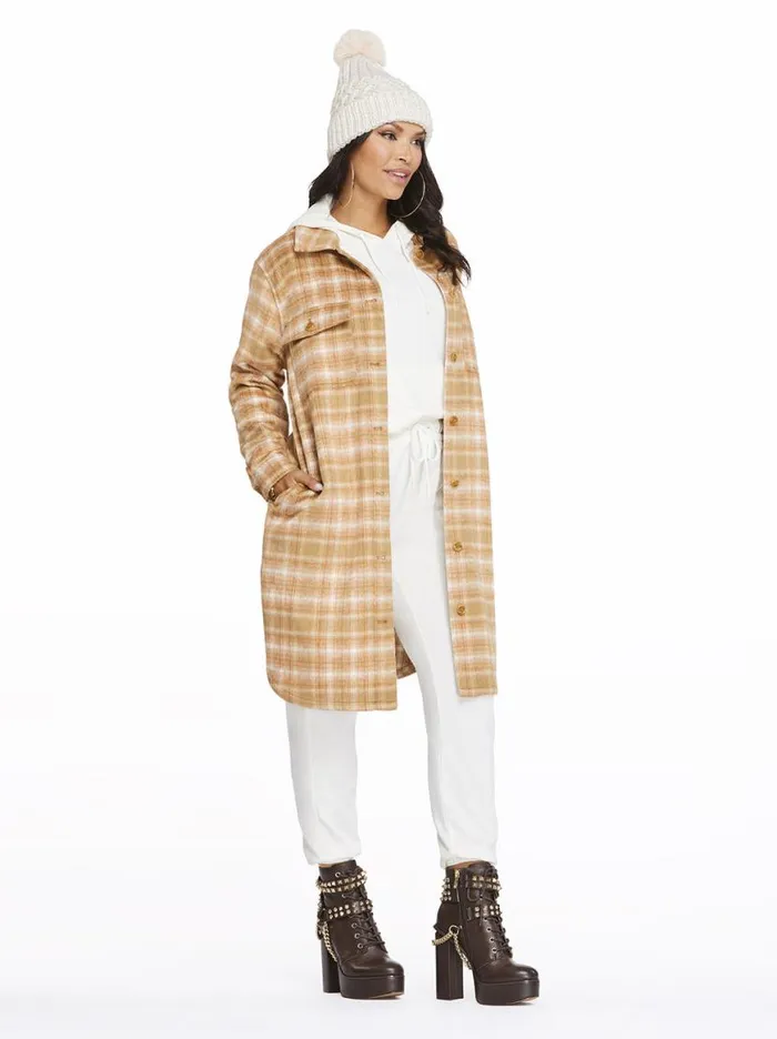 Women Romi Shacket In Shadow Plaid Jessica Simpson Jackets Blazers and Kimonos