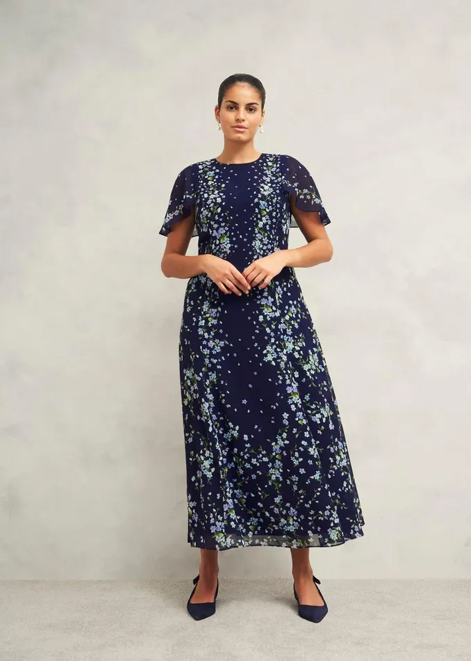 Women Rosella Cape Dress Midnight Multi Hobbs Dresses and Jumpsuits